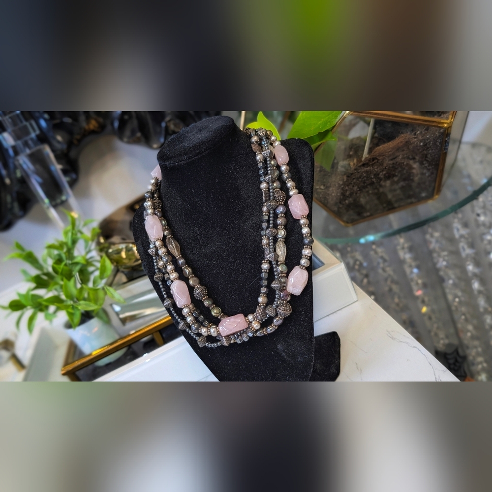 Rare Vintage Gemstone Crystal Necklace Jewelry